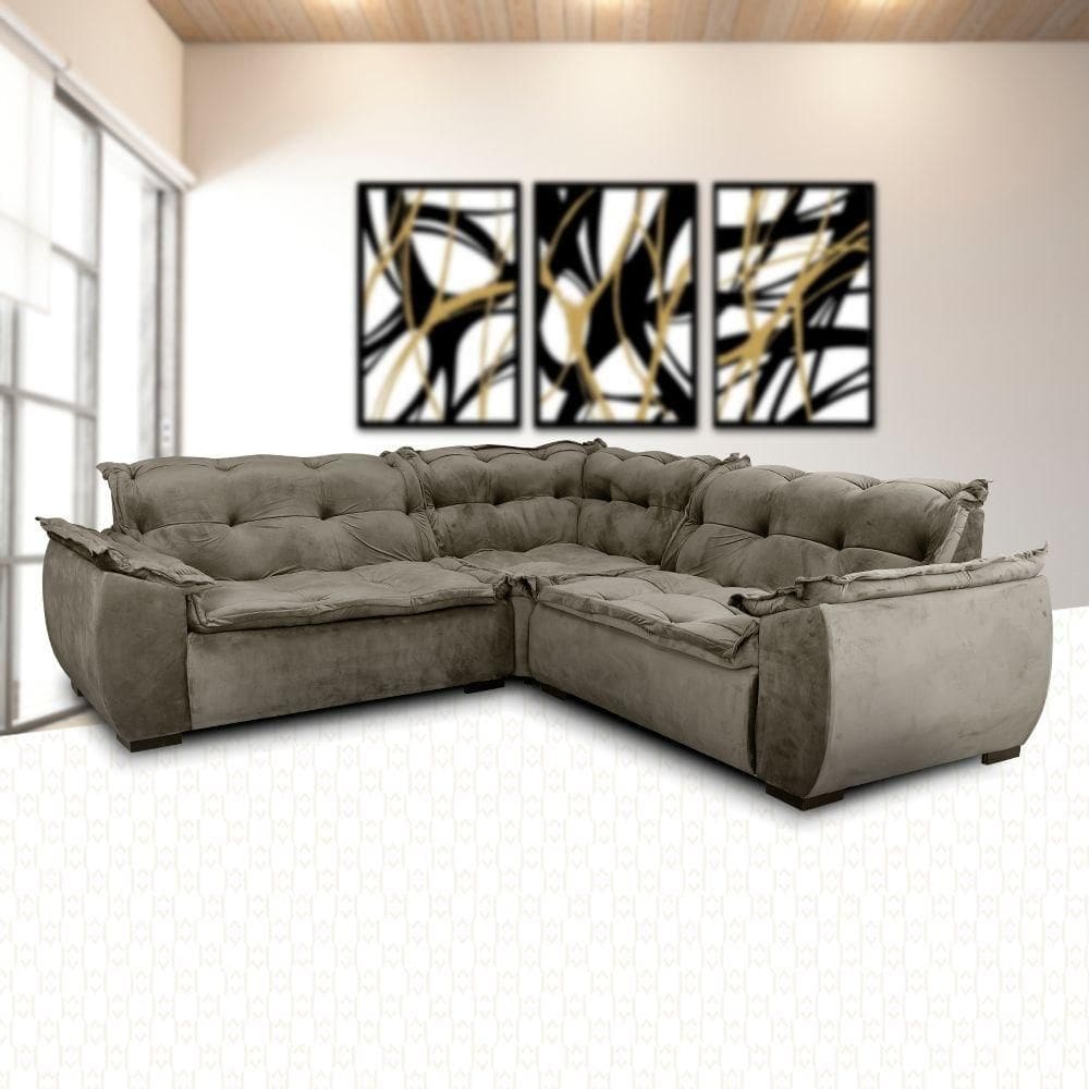 Sof? de Canto 3x2 Lugares Capuccino Home Plus Marqu?s Estofados