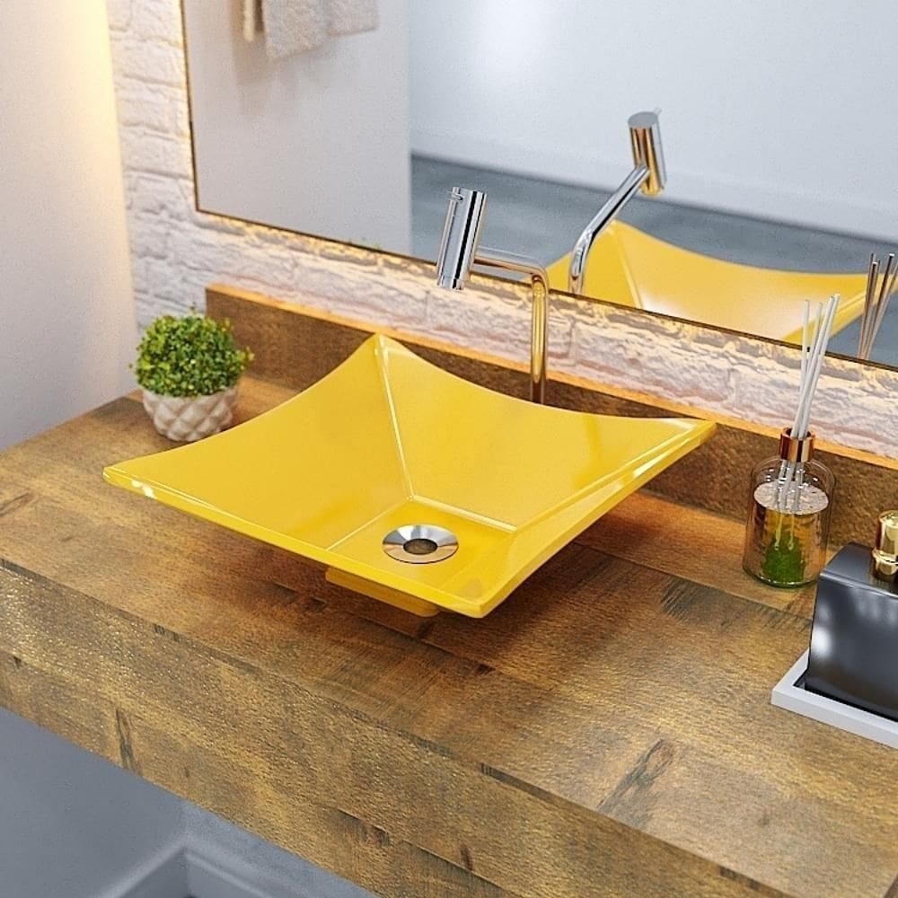 Kit Cuba L34 Com Válvula 1`` (2,6cm) + Sifão Pvc + Flexível Amarelo