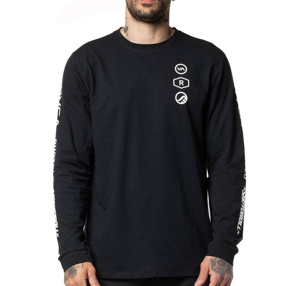 Camiseta RVCA Manga Longa Ruotolo Stack WT24 Preto