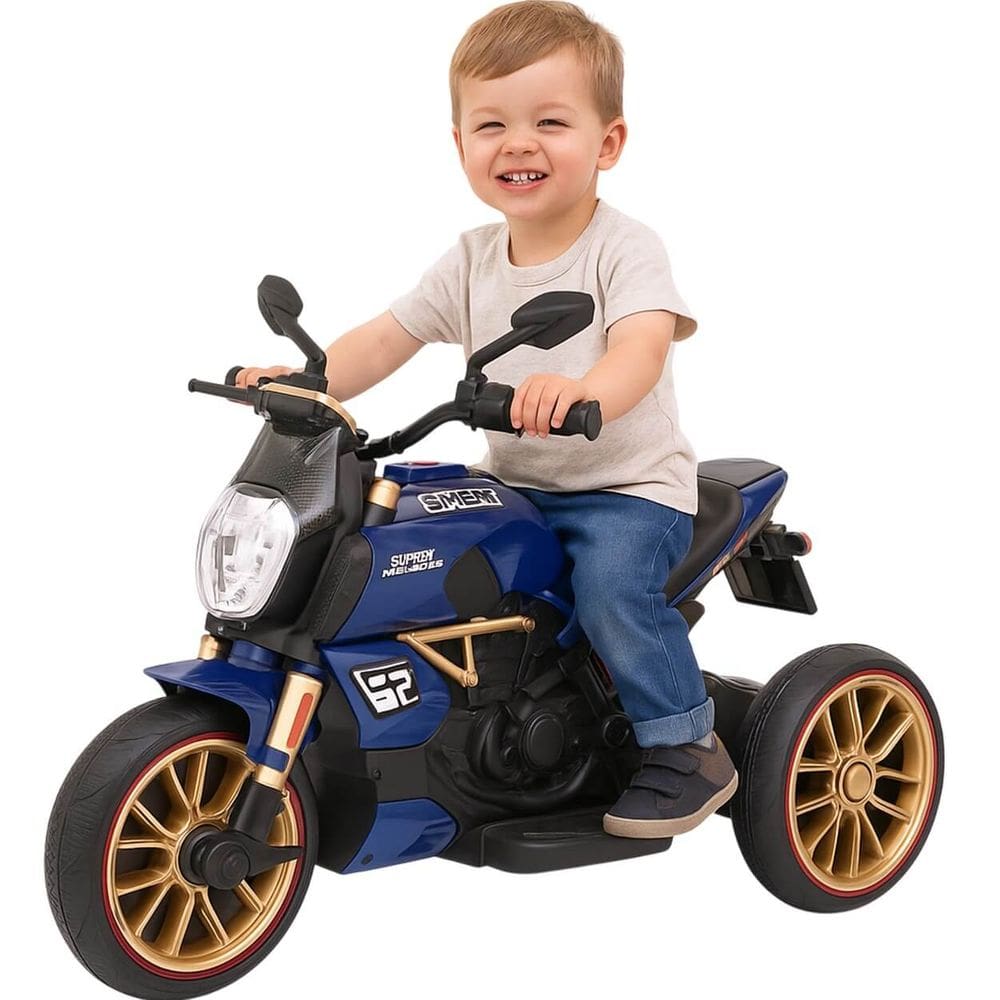 Moto Elétrica Infantil Biemme Power Trike Azul 12V