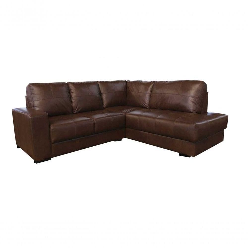 Sofá De Couro Canto Marrocos 2 Lugares Com Chaise Direita Marrom Bicolor - Mempra Design