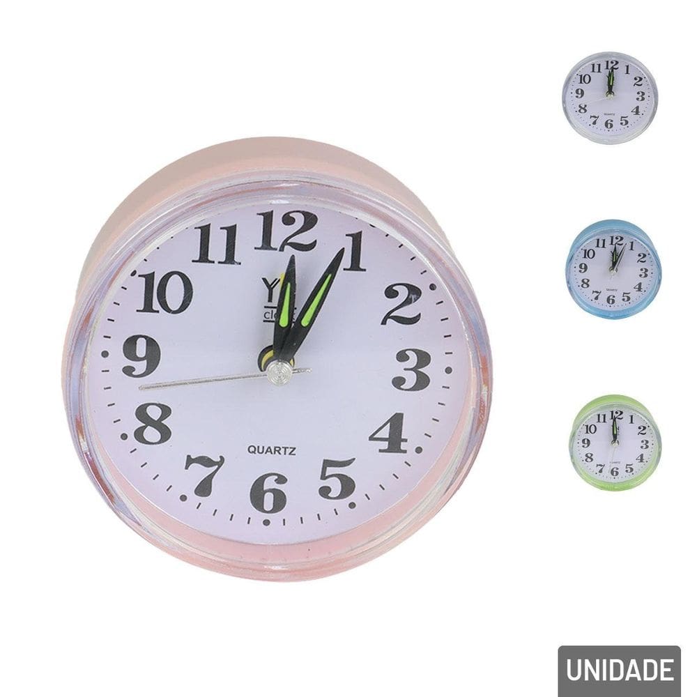 Relógio Analógico de Mesa 9cm Despertador Redondo - Tudo em Caixa