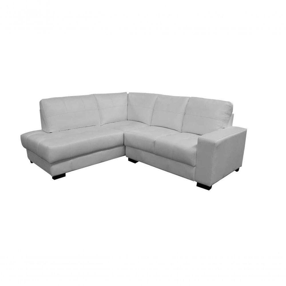 Sofá De Couro Canto Marrocos 2 Lugares Com Chaise Esquerda Branco Pigmentado - Mempra Design