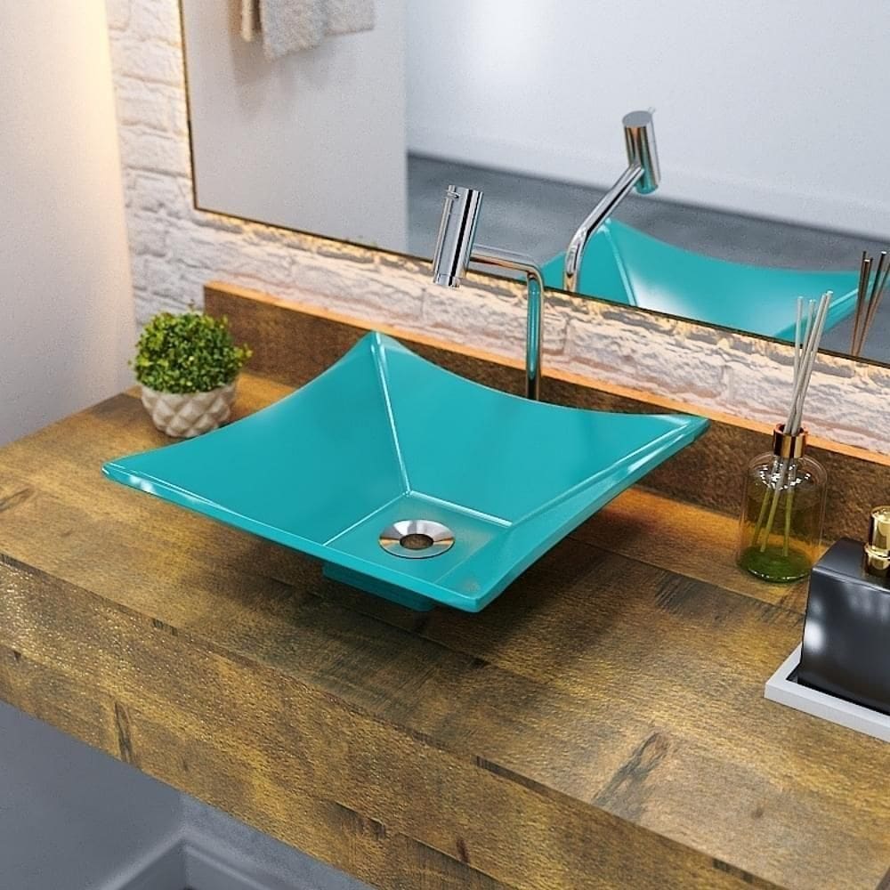 Kit Cuba L34 Com Válvula 1`` (2,6cm) + Sifão Pvc + Flexível Azul Turquesa