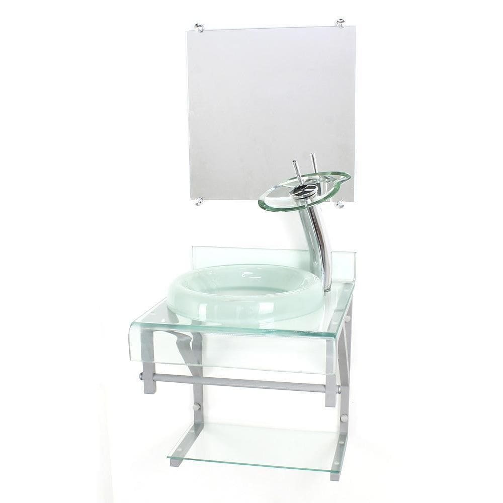 Gabinete Vidro 40Cm Banheiro Curvado Duplo Pc Cuba Chapéu