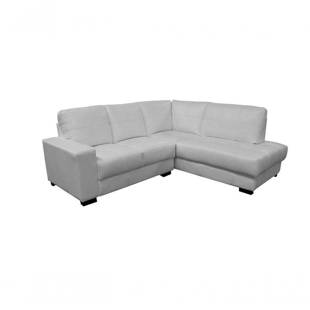 Sofá De Couro Canto Marrocos 2 Lugares Com Chaise Direita Branco Pigmentado - Mempra Design