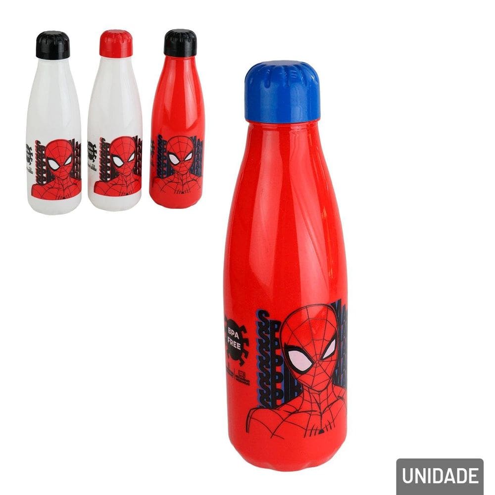 Garrafa de Plástico 600ml Squeeze Spiderman Color - Tudo em Caixa