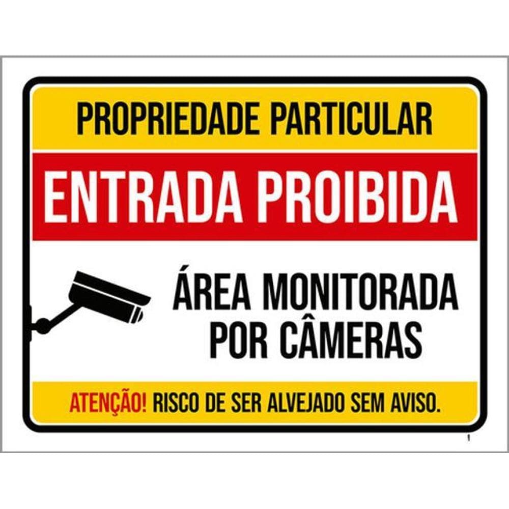 Kit 5 Placas Propriedade Particular Entrada Monitorada