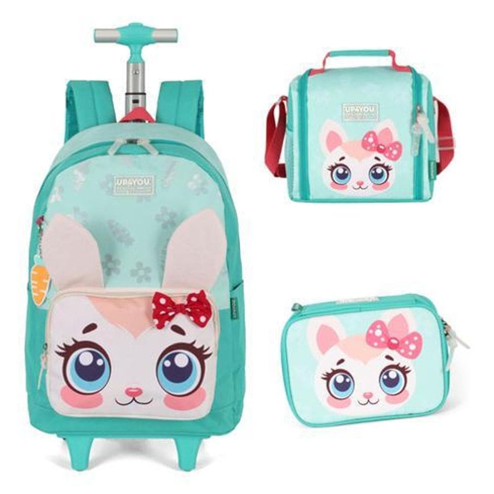 Kit Mochila Rodinhas Gato Coelho Unicórnio Up4You