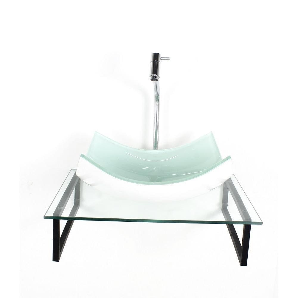 Kit Cuba Vidro Retangular 10Mm Branca Tampo 50Cm Incolor