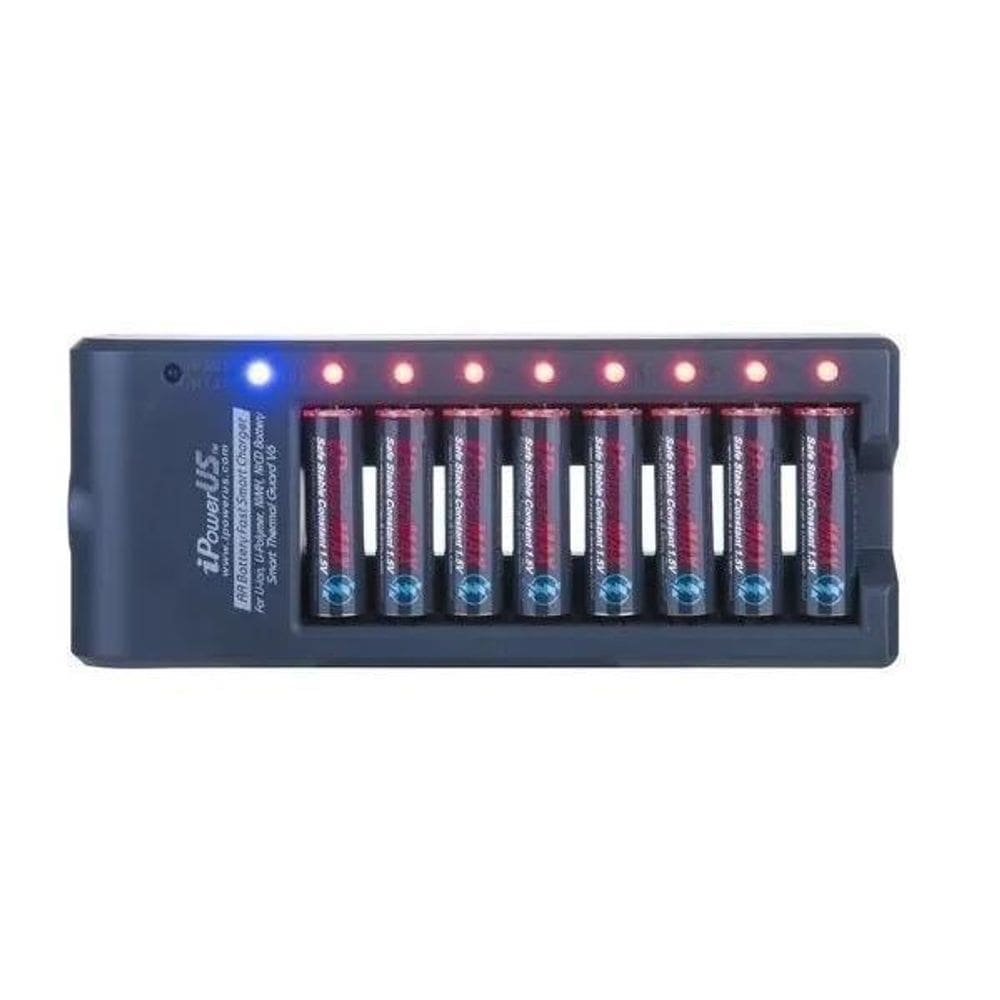 Carregador De Pilhas C/8 Baias Aa Profissional Ipower Ipaa-8