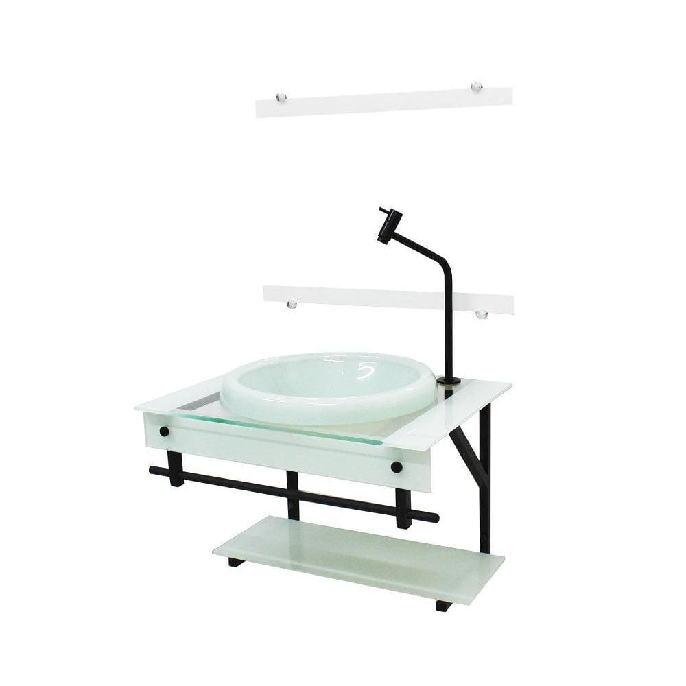 Gabinete Com Cuba Para Banheiro De Vidro 60Cm - Branco
