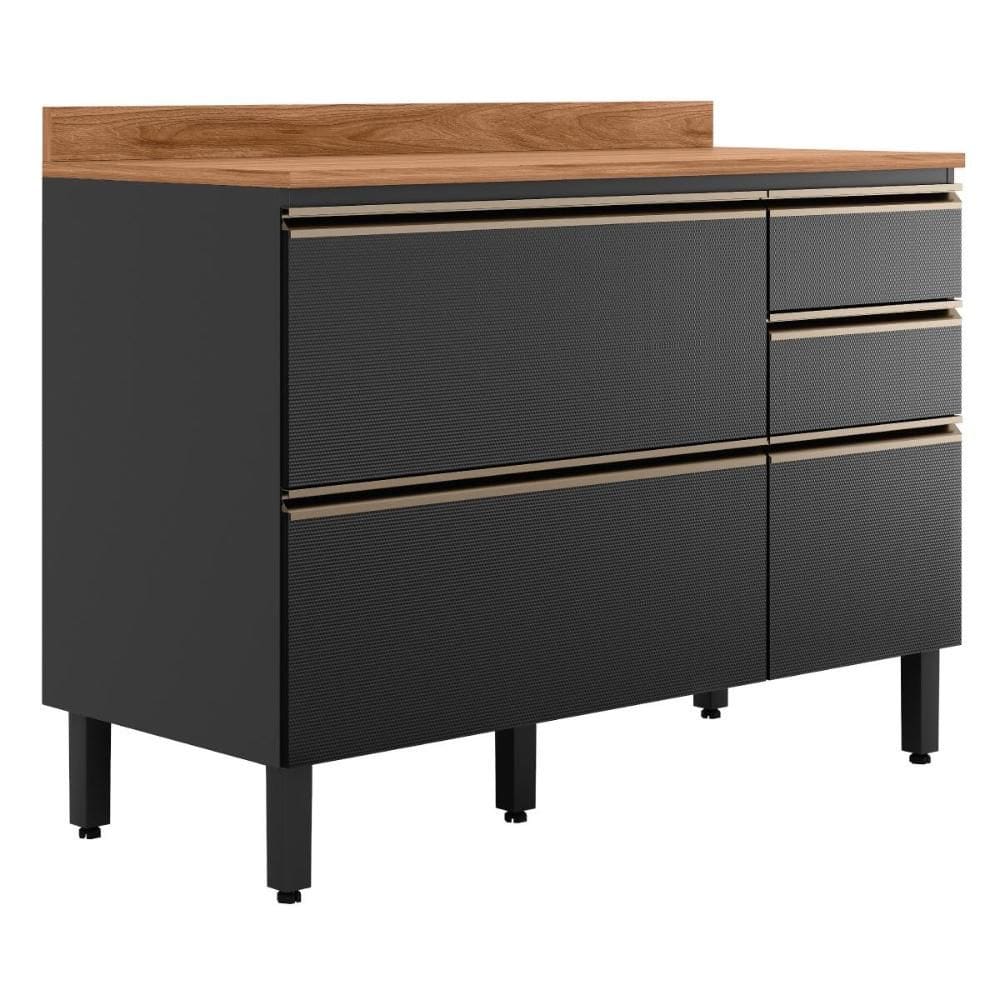 Balcão Pia Proença 120cm 1 Porta e 4 Gavetas com Tampo MDF - Demartêz