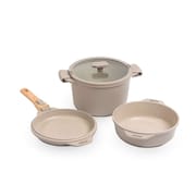 Jogo de Panelas Empilhável Brinox Loft 7 Peças Antiaderente Ceramic Life, Cabo Removível e Fundo de Indução - Areia