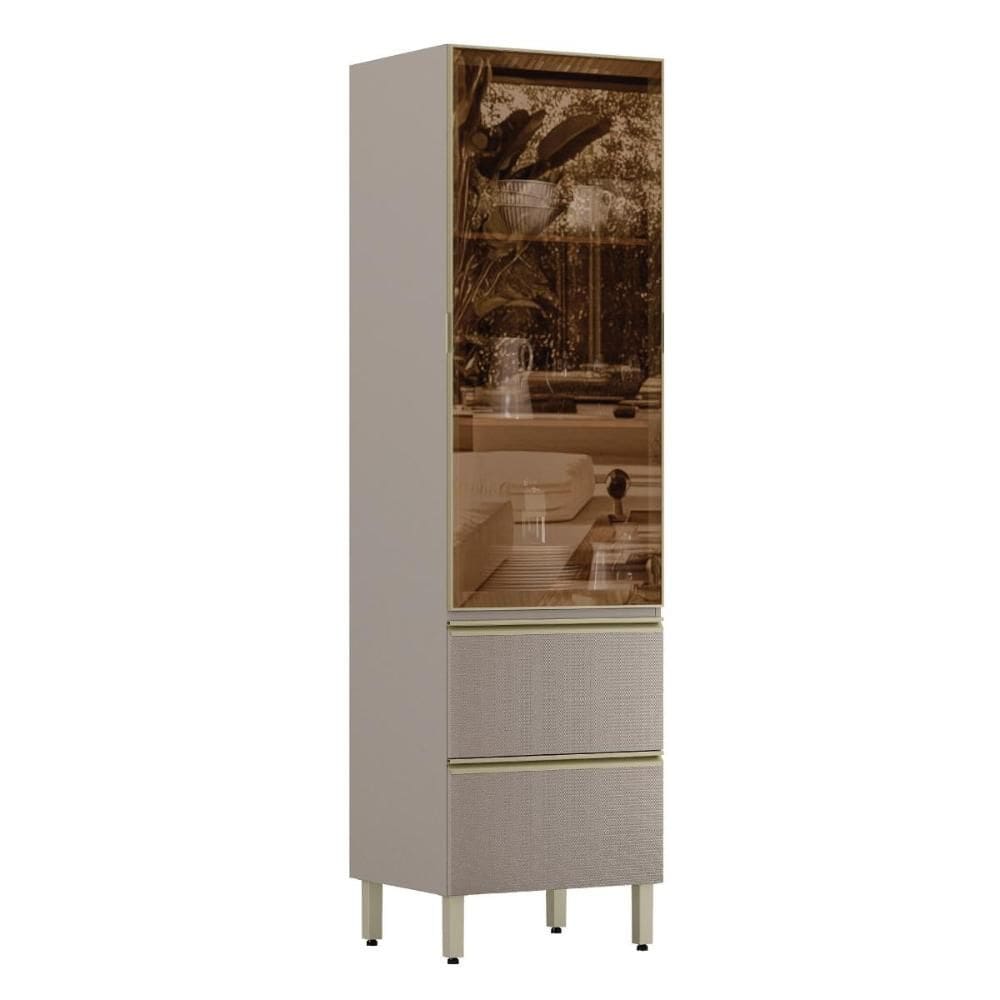 Cristaleira Proença 70cm 1 Porta Vidro Reflecta e 2 Gavetas - Demartêz