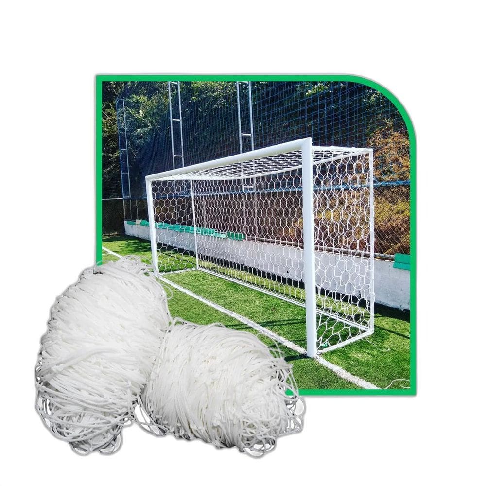 Par Rede Futebol Society 5Mts Caixote Colméia Fio 4Mm Seda