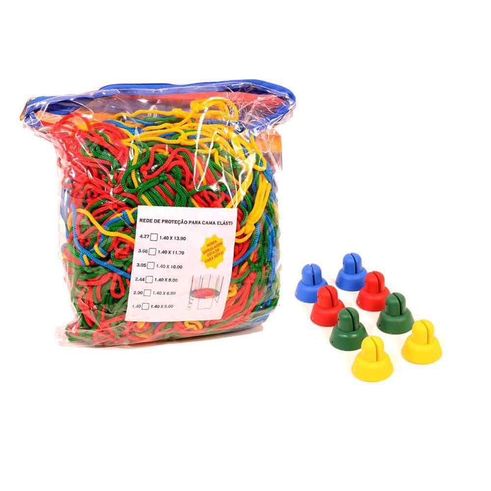 Kit Rede De Proteção Cama Elástica 3,70M Com 8 Ponteiras