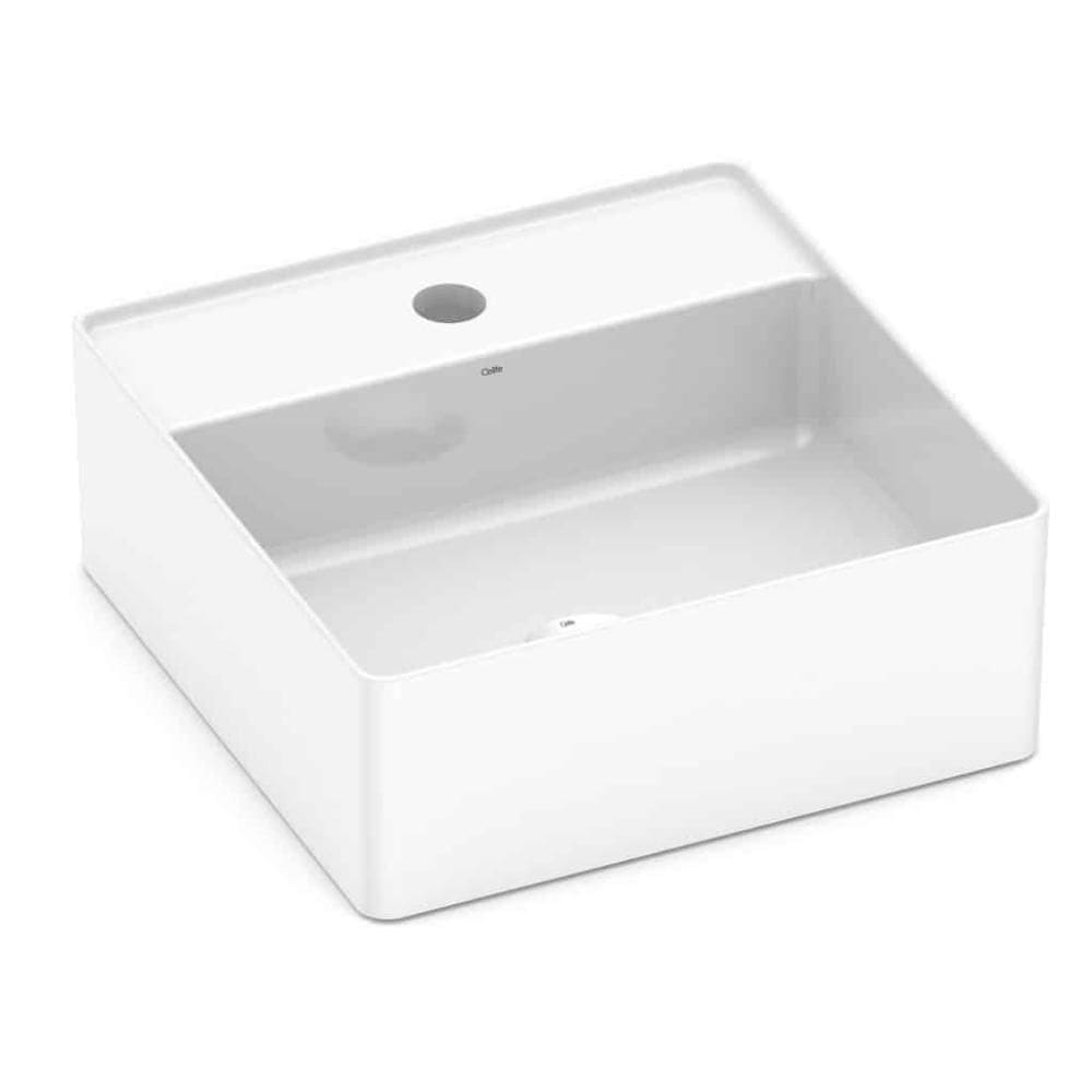 Cuba de Apoio Quadrada com mesa 35X35 Design Branco D3 Celite
