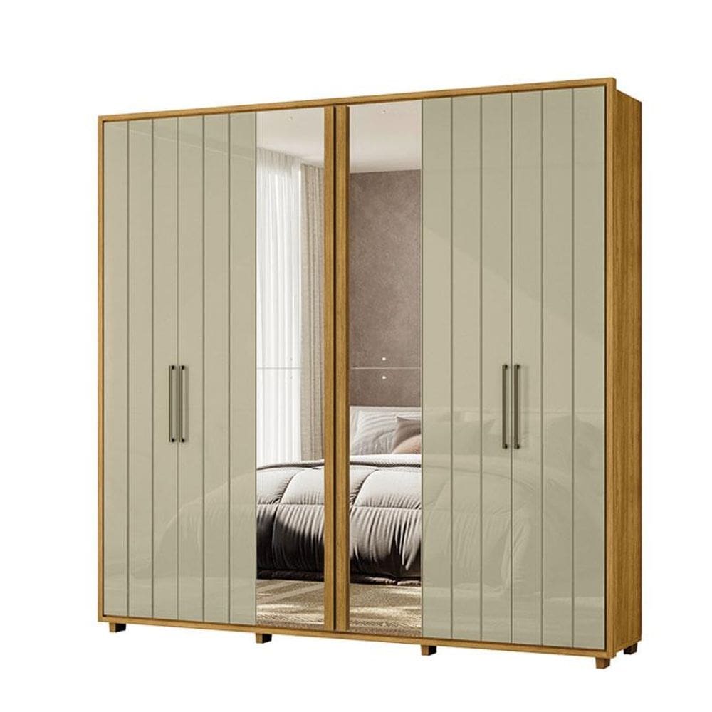 Guarda Roupa Casal Miró com 2 Portas de Espelho Cumaru Opala - Madetec