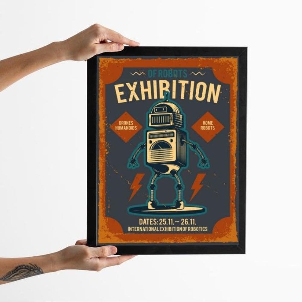 Quadro Decorativo Robô Vintage 24X18Cm
