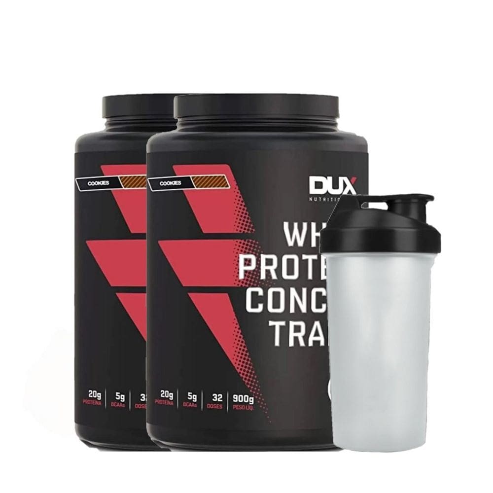Combo 2X Whey Concentrado 900G Cookies + Coqueteleira - Dux