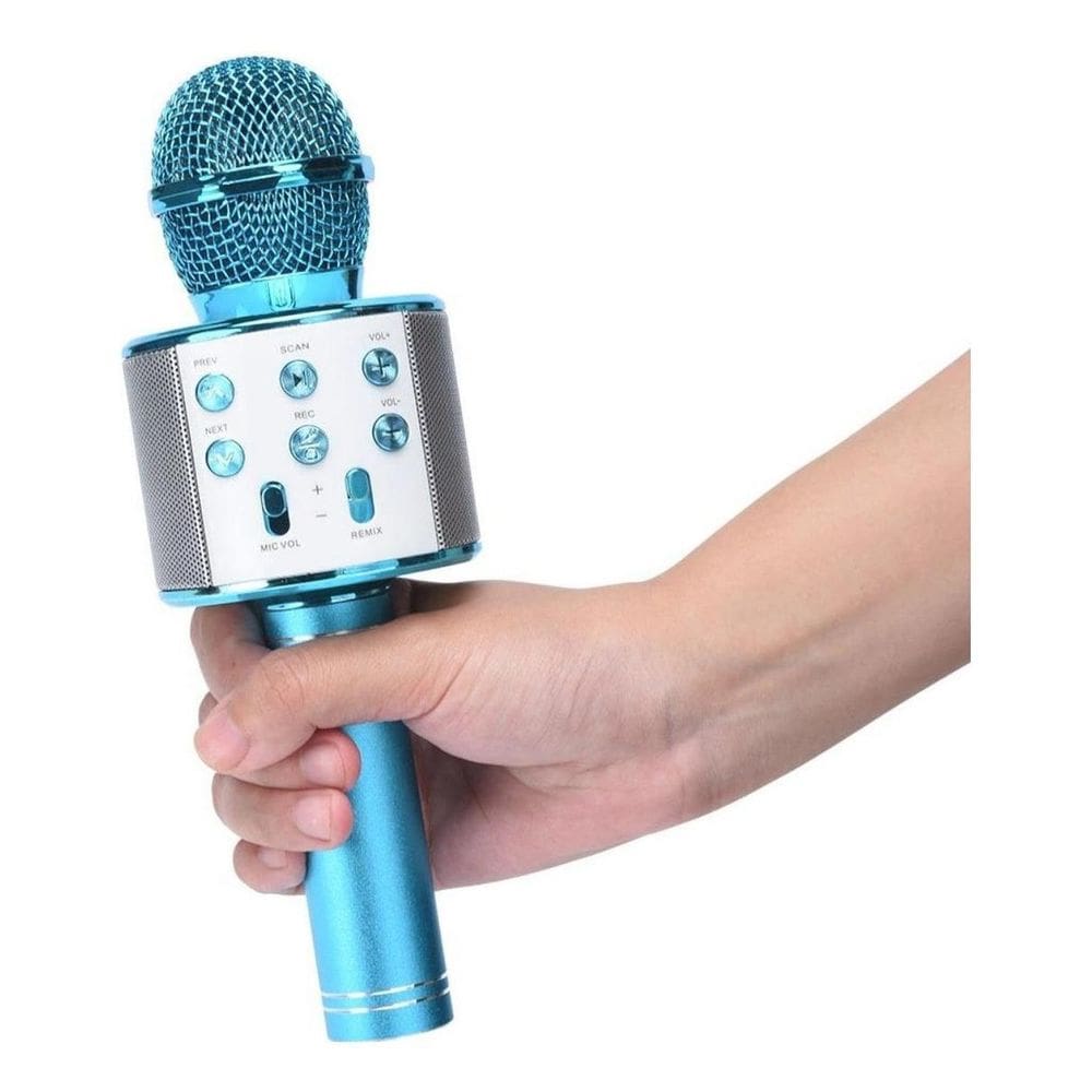 Microfone Sem Fio Bluetooth Karaokê Ws 858 Azul Homologaçã