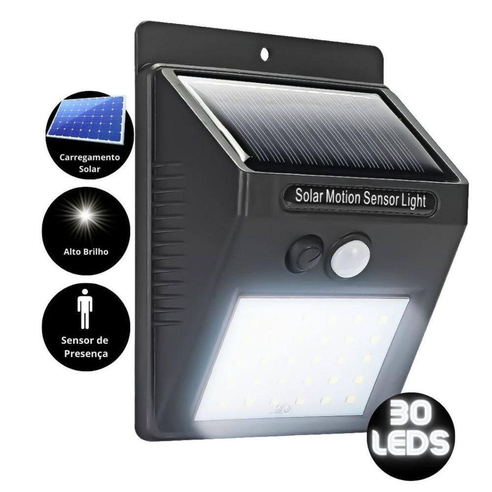 Arandela Led Solar Sensor Presença Carregador Solar