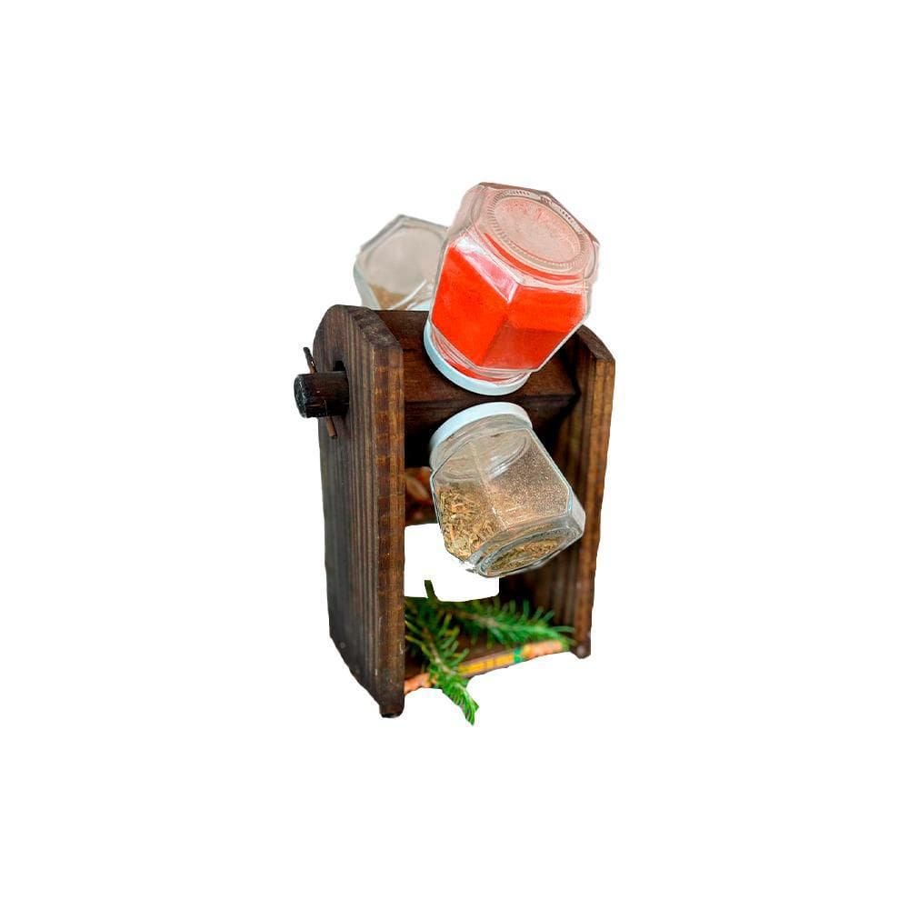 Porta Tempero Com Em Madeira 4 Potes