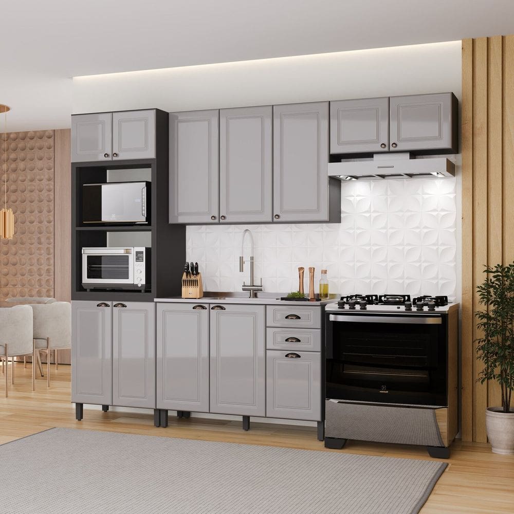 Cozinha Completa 4 Peças sem Tampo Paris Cinza/Titânio