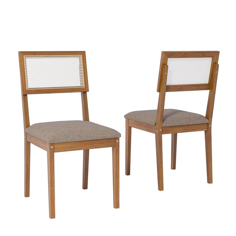 Kit 2 Cadeiras de Madeira Eucalipto Palmas Bege