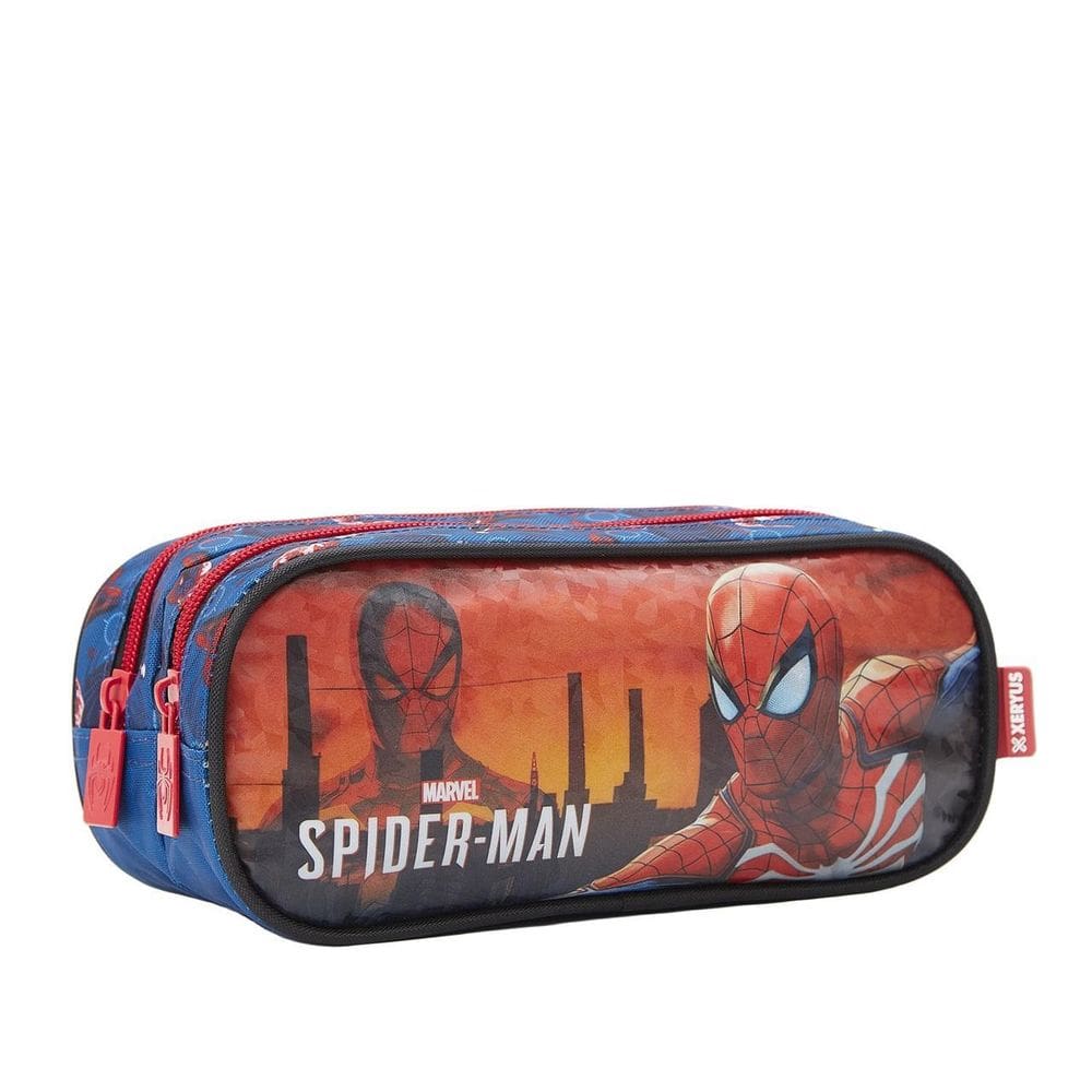 Estojo Duplo Escolar Infantil Homem Aranha Azul Herói Marvel