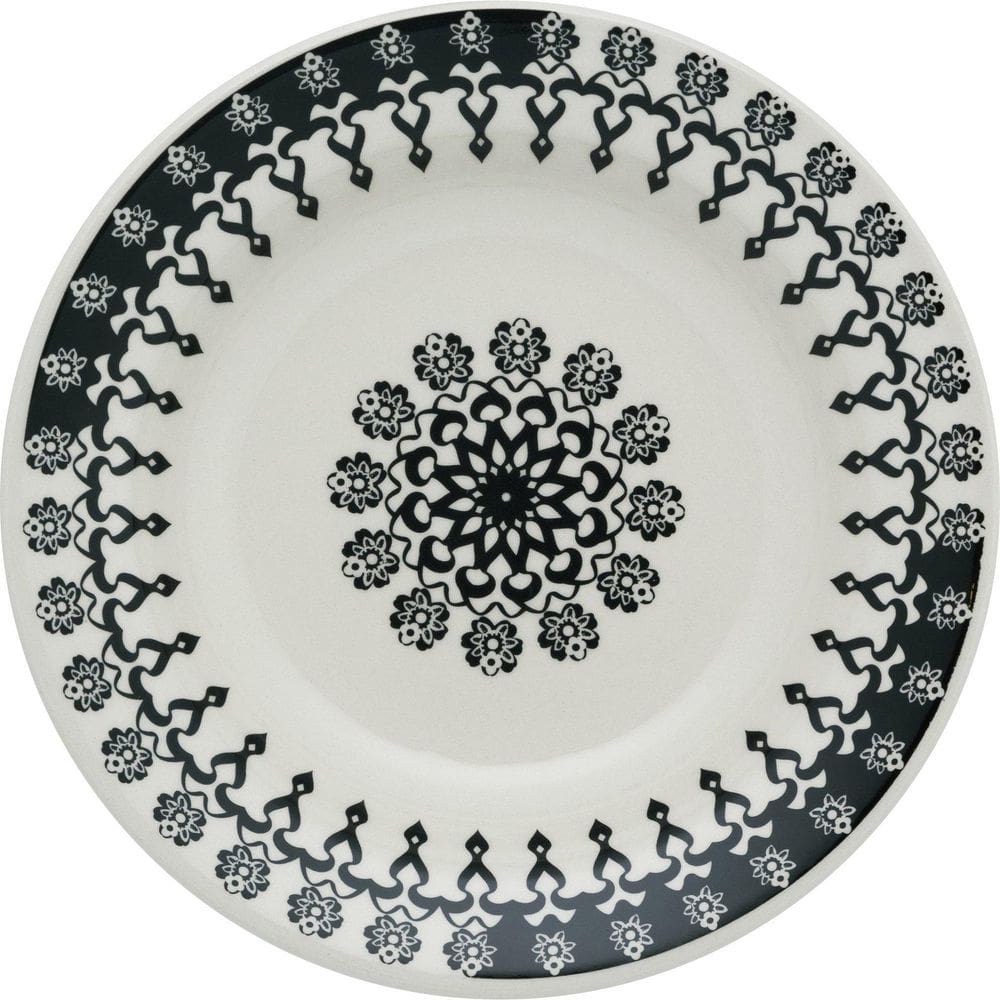 Kit 12 Pratos Fundos Donna Folk Oxford Cerâmica 22Cm