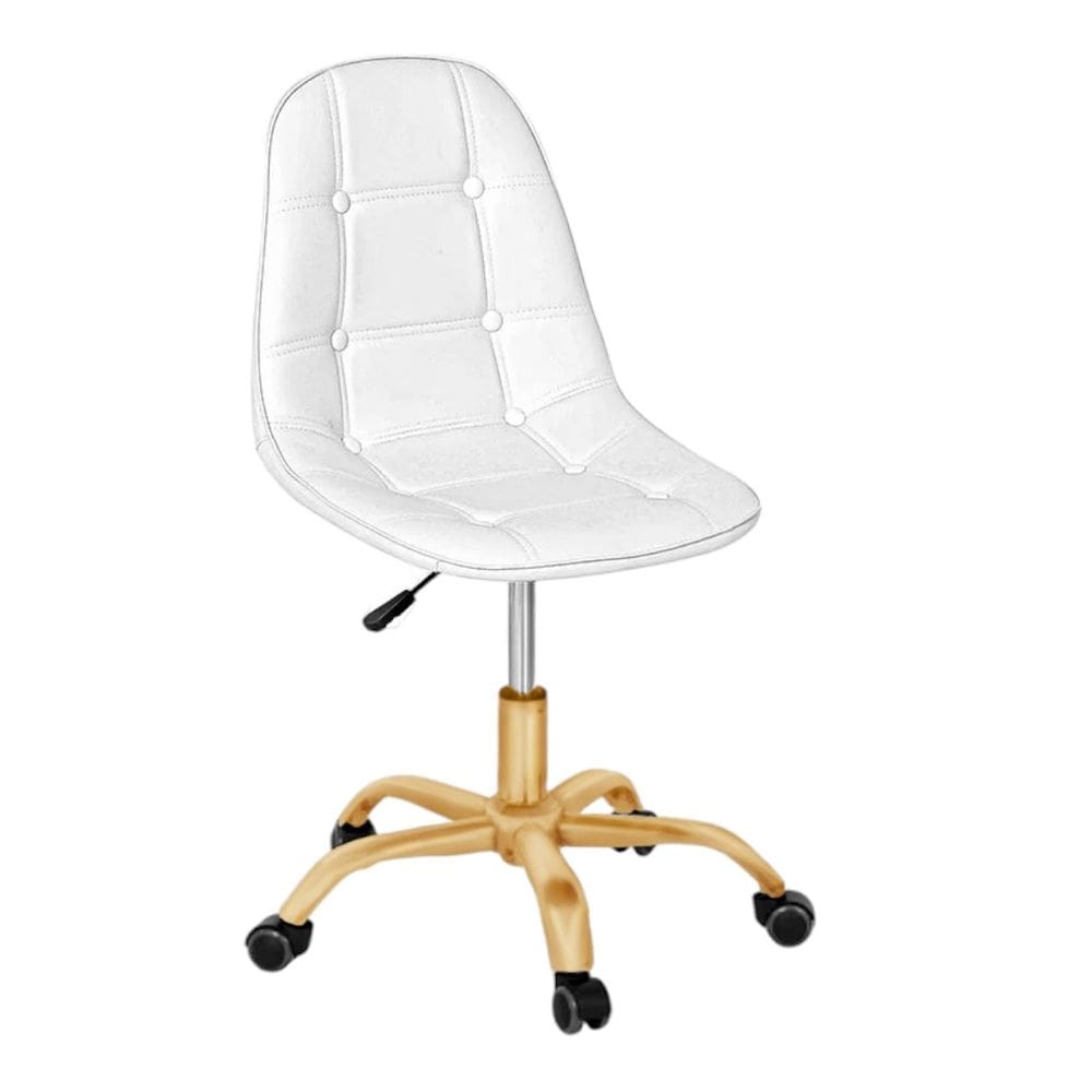 Cadeira Office Eiffel - Botonê | Branca - Dourado Matte