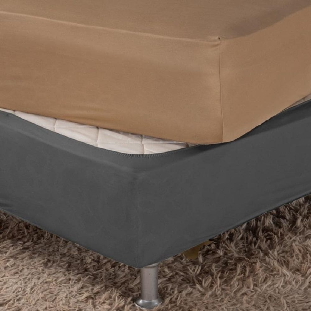 Saia Box Fit Solteiro Capa Cama Box Elástico Malha 1 Pç Lisa