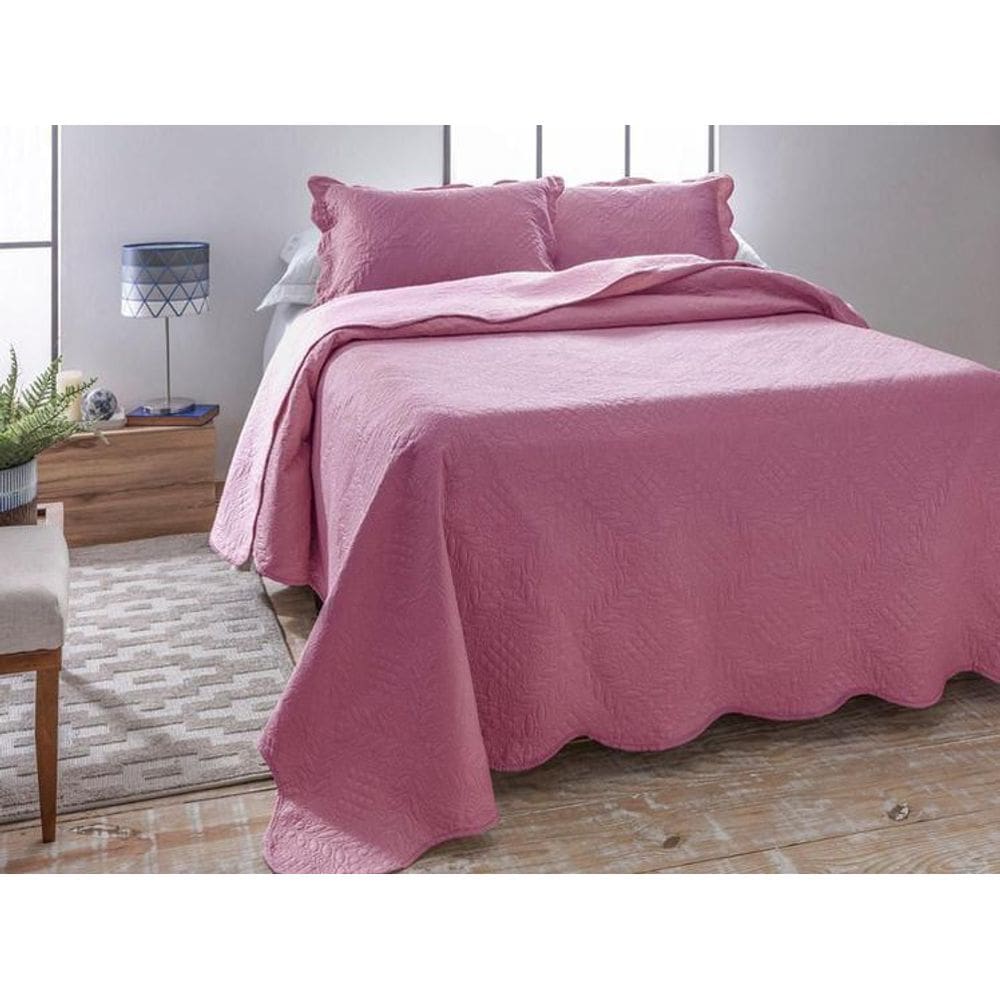 Colcha Casal Dupla Face Bouti Ultrasonic Dyuri Jolitex Rosa