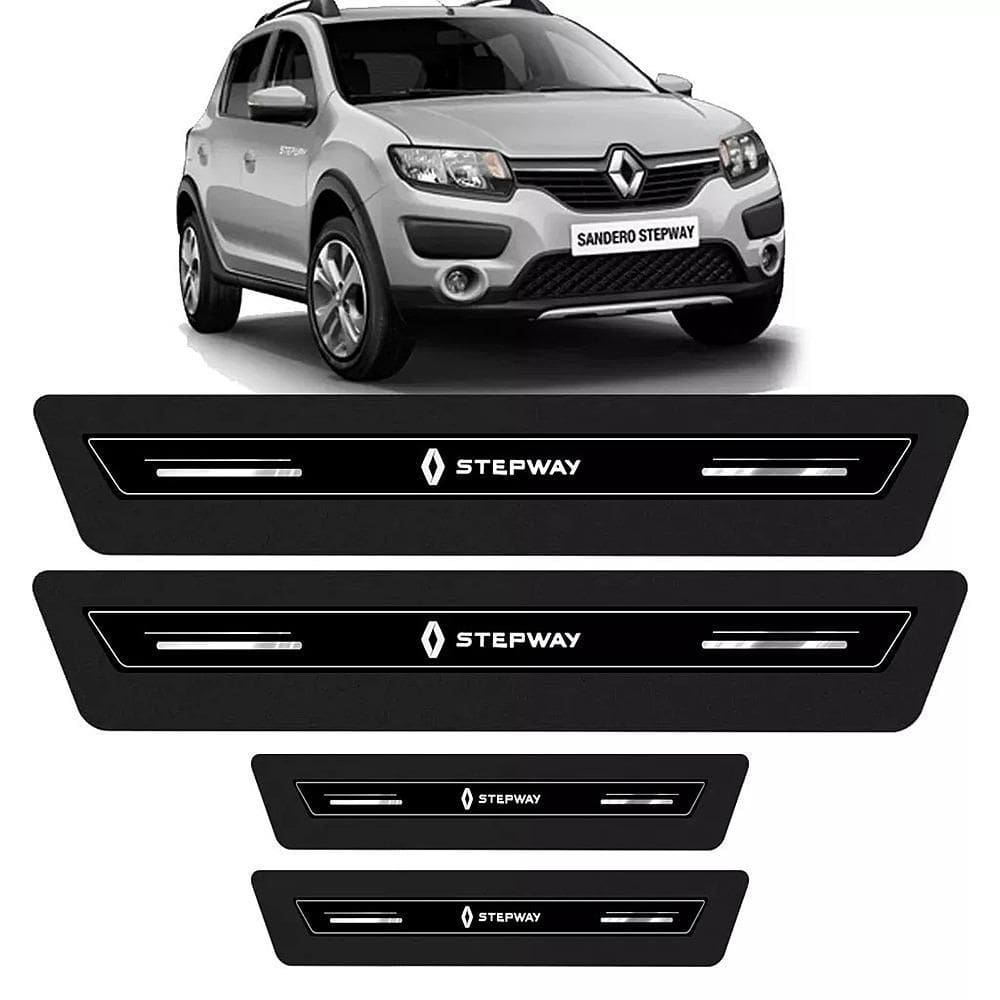 Soleira De Porta Sandero Stepway Preto Platinum 8 Peças