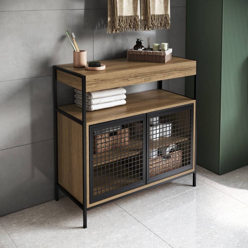 Gabinete de Banheiro Balcão Sem Cuba Organizador Com Portas