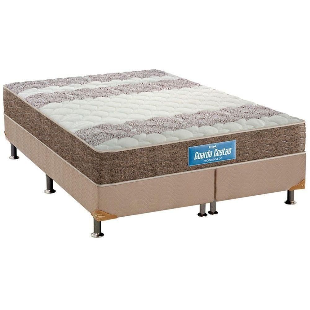 Cama Box Queen: Colchão Espuma Probel D33/Ep Guarda Costas Plus + Base Crc Suede Clean(158X198)