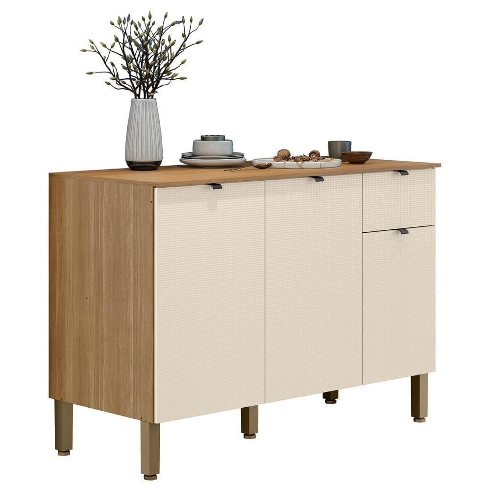 Balcão De Cozinha Com Tampo 120cm Laura Plus Soft-freijó Z06 - Mpozenato