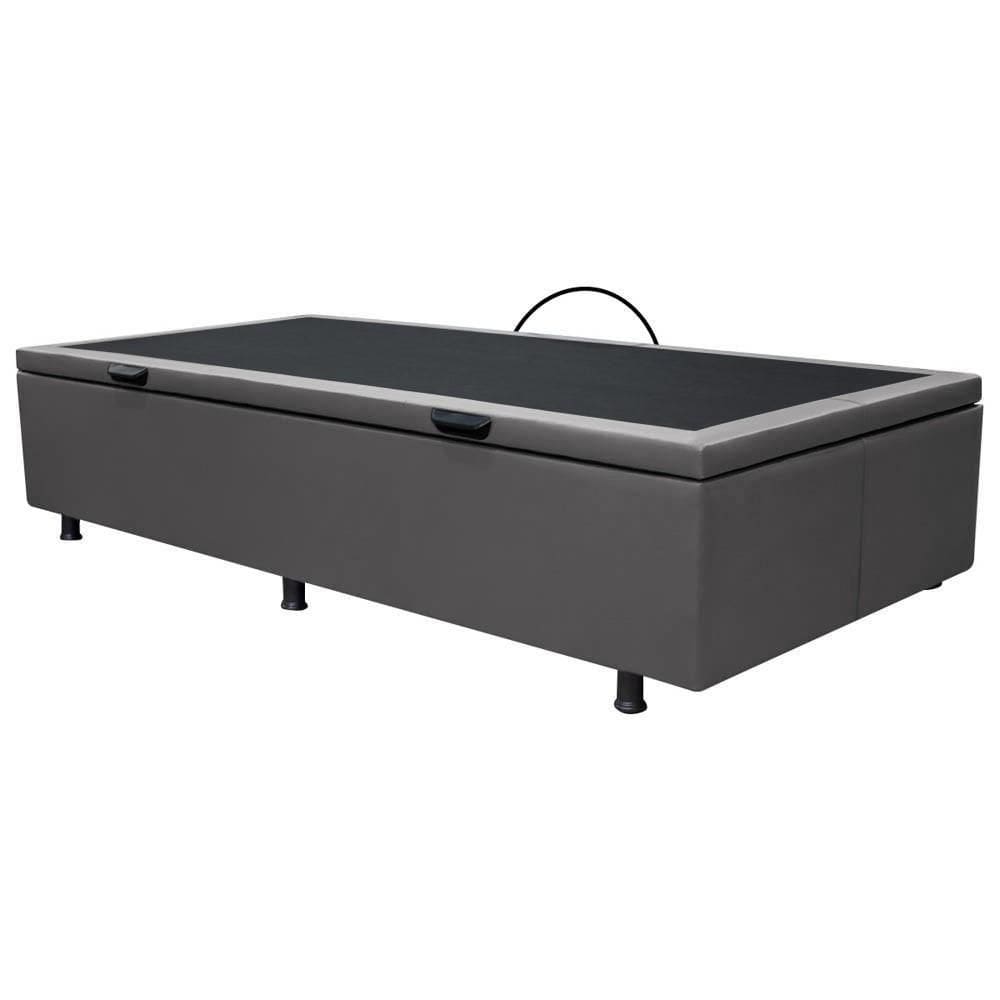Base Box Baú Para Cama Solteiro 88x188cm Liz S05 Sintético Cinza - Mpozenato