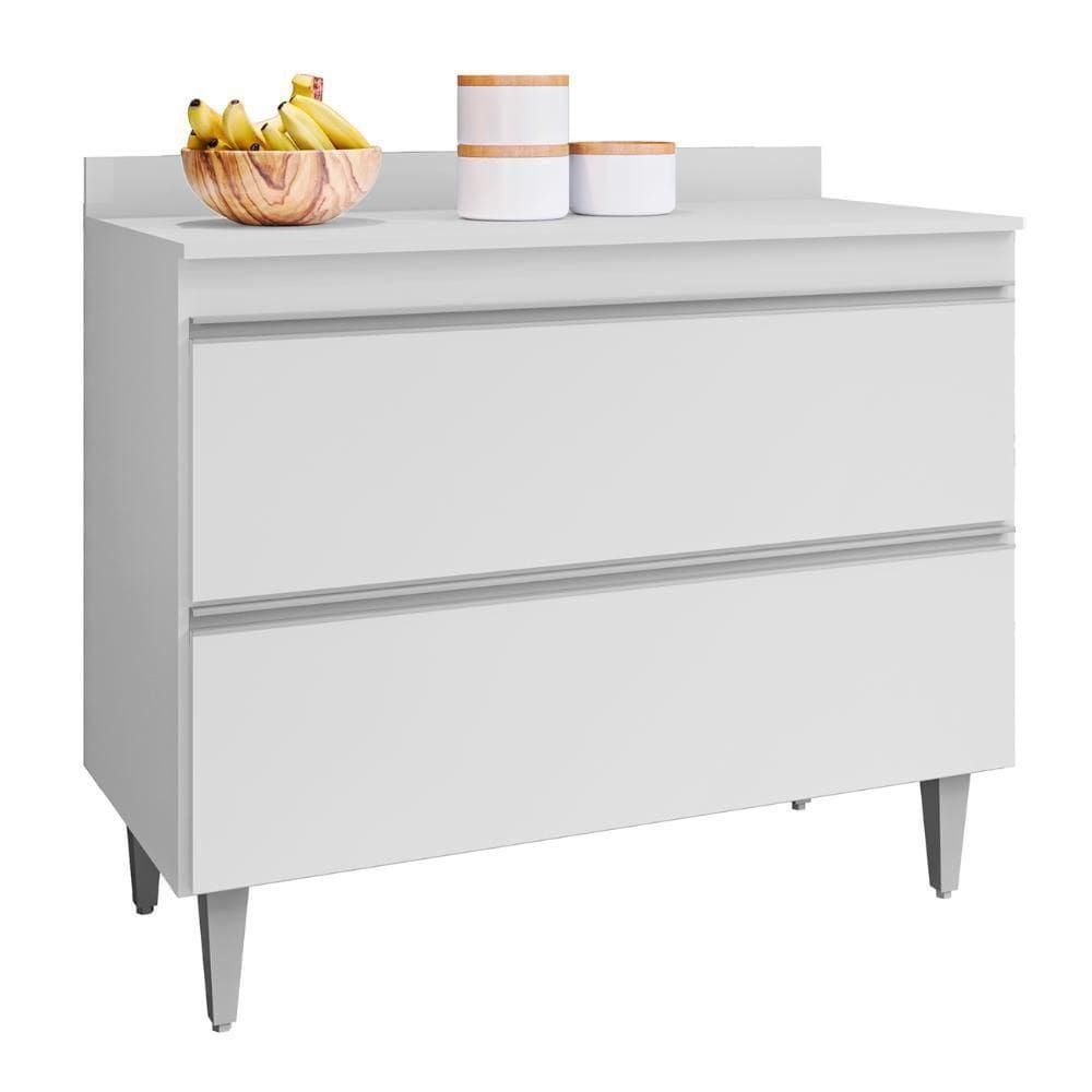 Balcão De Cozinha Com Tampo 100cm 2 Portas Julia Z34 Branco - Mpozenato