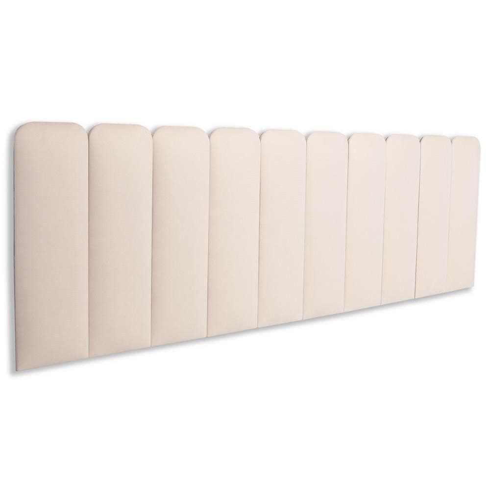Cabeceira King Kit 10 Placas Modelo Arredondada - Suede Creme / Off White