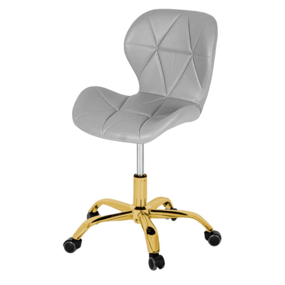 Cadeira Office Eiffel Slim Base Giratória Cinza - Dourado Brilho
