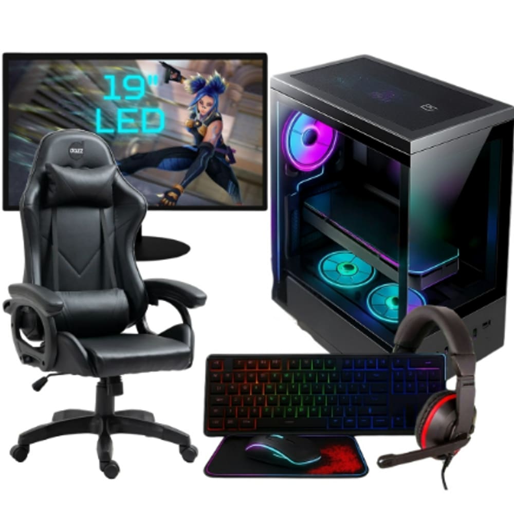 Computador Gamer Completo Intel Core i7 2ªG Memória 16GB SSD 240GB Placa de Vídeo 4GB com Monitor 20&quot; Combo Cadeira Game