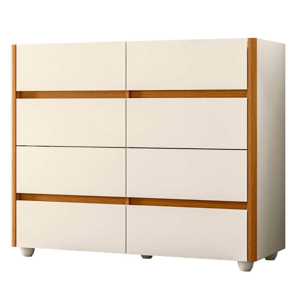 Cômoda Para Quarto 120cm Tampo Vidro Lynd A02 Off-cinamomo - Mpozenato