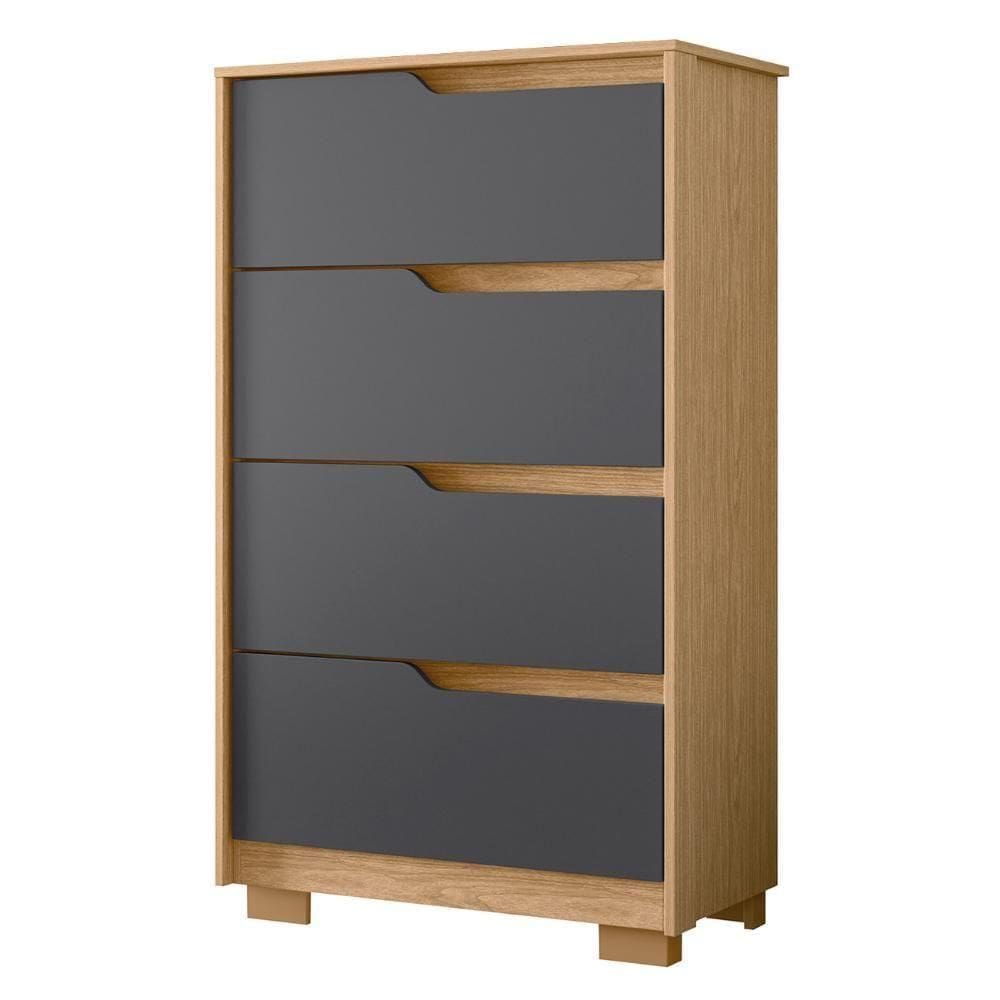 Cômoda Para Quarto 4 Gavetas 70cm Sole Freijó-titanium - Albatroz
