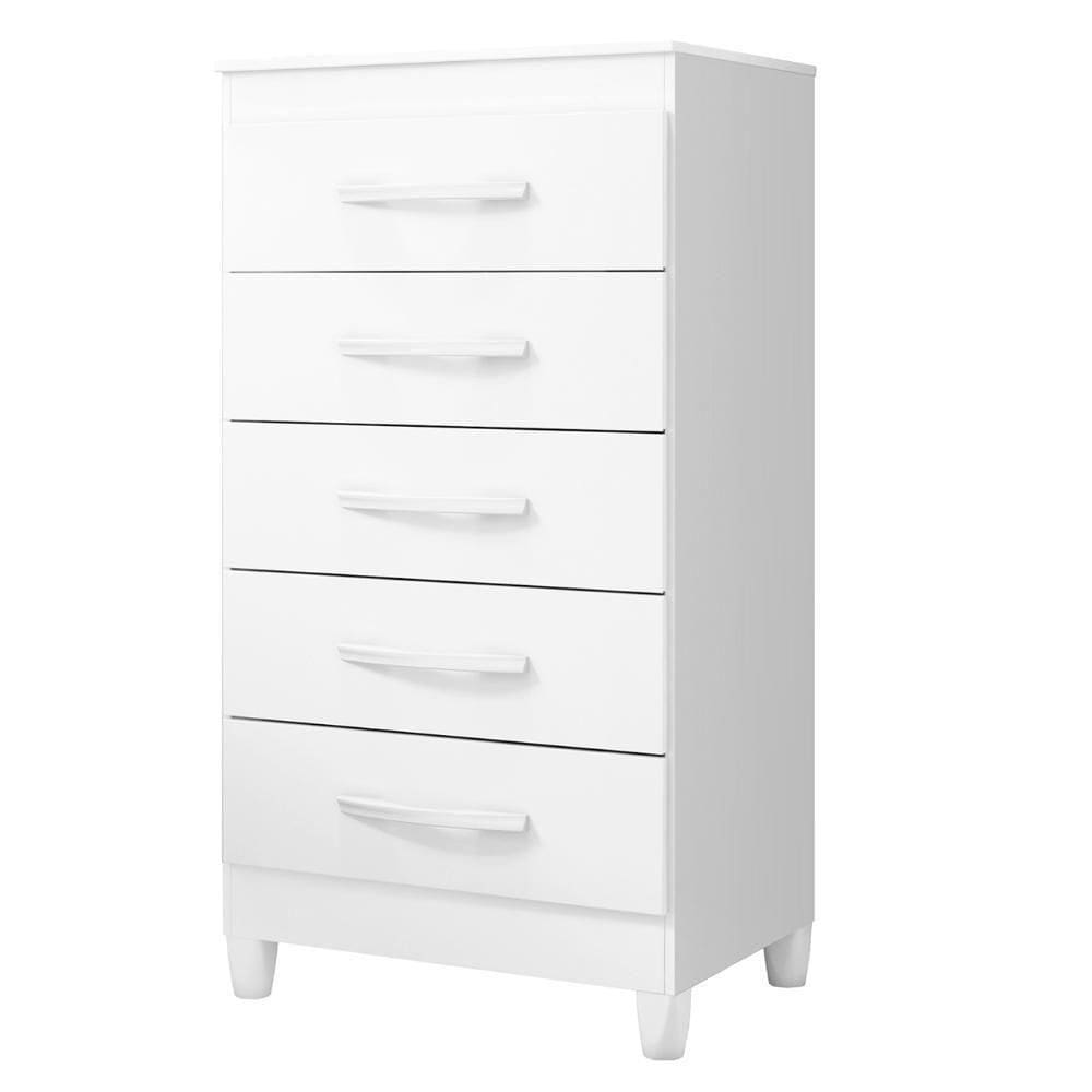 Cômoda Para Quarto 5 Gavetas 56cm Thais A02 Branco - Mpozenato