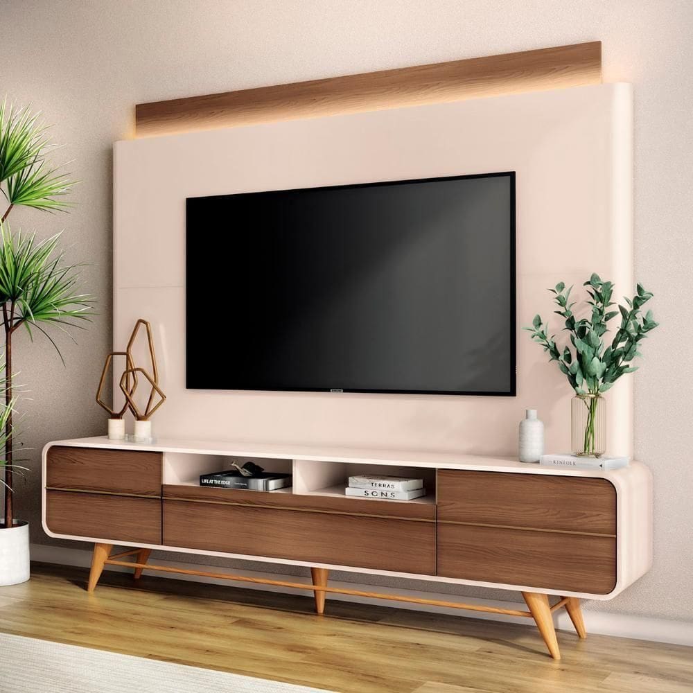 Estante Painel De 85 Pol 220cm Nobre Castanho-off White - Hb Móveis