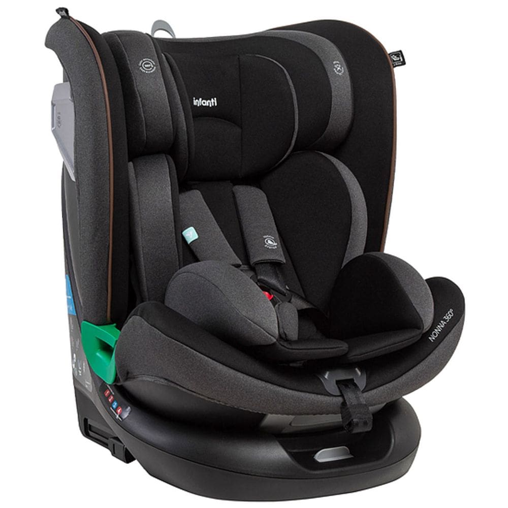 Cadeirinha Para Auto Infanti Nonna 0 A 36kg Isofix Top Tether Base Giratória 360 Preto Noturno Cadeira Passeio para Carro Booster Bebê Infantil