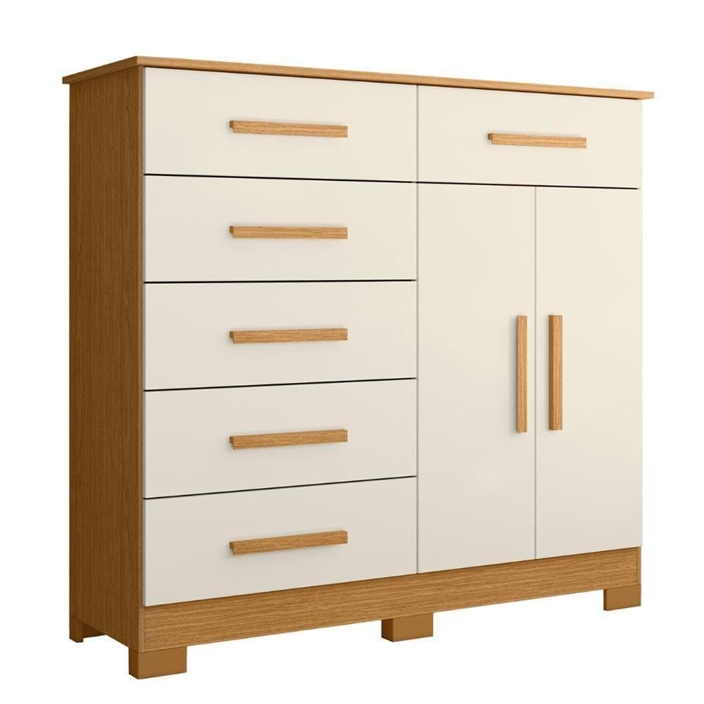Cômoda Para Quarto 2 Portas 124cm Ester A02 Off-cinamomo - Mpozenato
